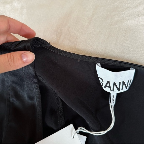 GANNI Heavy Satin Wrap Dress Size US 4 NEW NWT - Picture 11 of 15